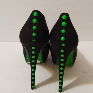 Black/green 6"Stilettos Heel ROUND  Open Toe 1.5"platform Heels WOMEN 10